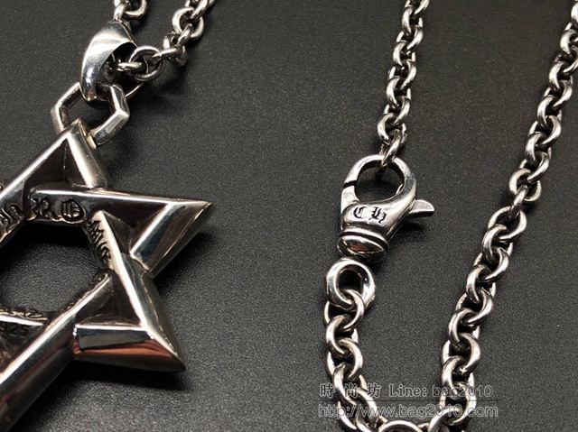 chrome hearts銀飾 克羅心大號六芒星吊墜28寸龍蝦扣鏈 克羅心銀飾品 925銀首飾  gjc1855